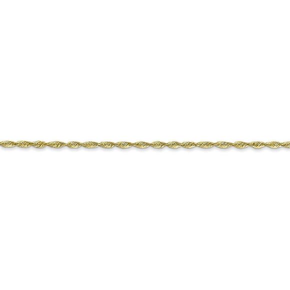 1.5mm 10k Yellow Gold Solid D/C Lightweight Rope Chain Anklet, 9 Inch - Picture 2 of 5